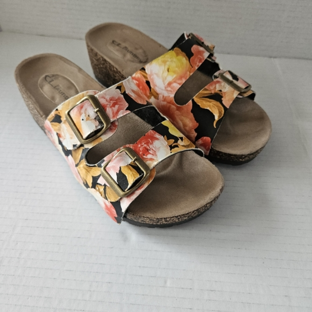 Chinese Laundry floral buckle‎ strap slides US 8 EU 39